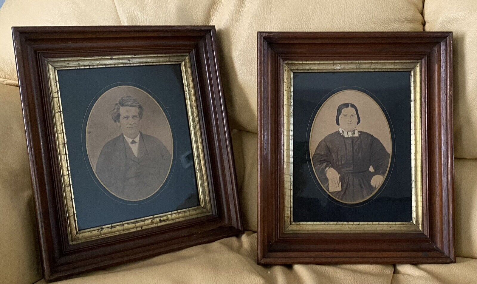 Marked Antique Photos In Frames BARBER family - Bath area of Ohio