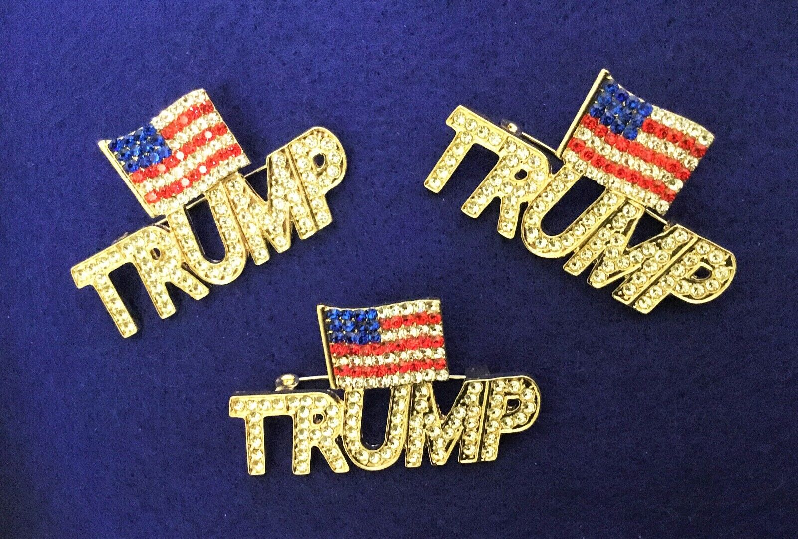 Sparkling Rhinestone Trump Pin, USA American Flag Pin, MAGA, Republicans
