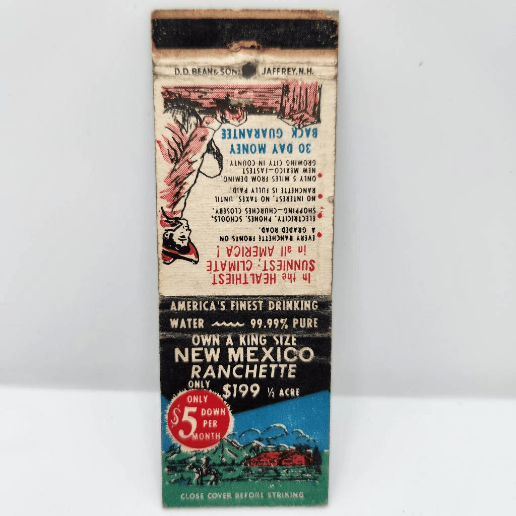 Vintage Matchcover New Mexico Ranchette Real Estate