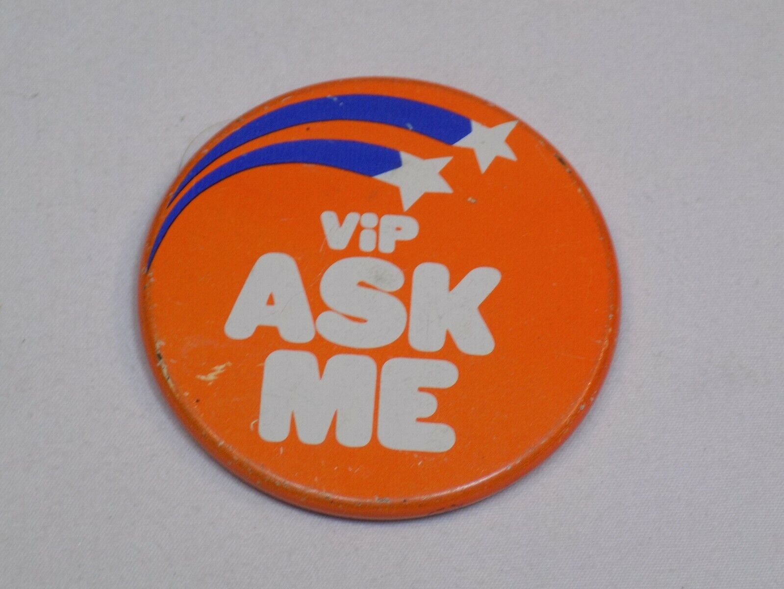 VIP Ask Me Very Important Person Help Pin Vintage Old Metal Button Round Pinback