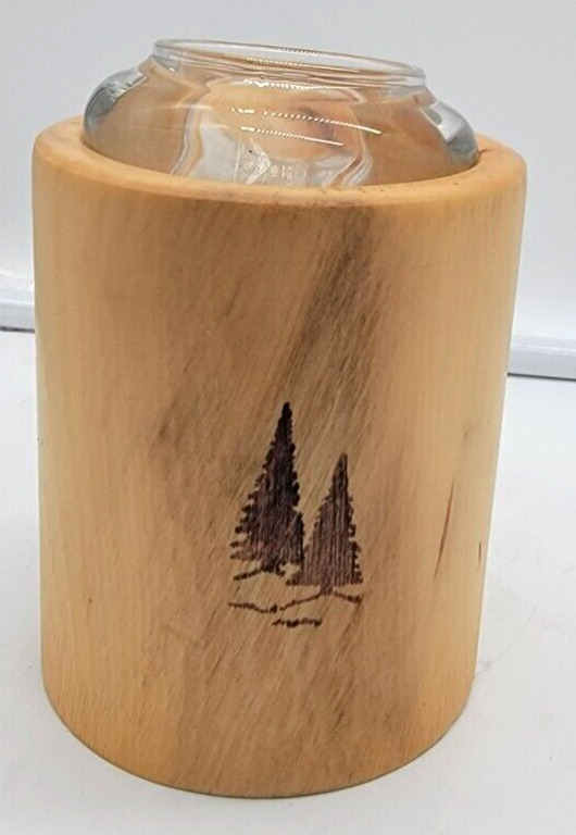Wood Carved Pine Tree Candle Tea Light Holder Rustic