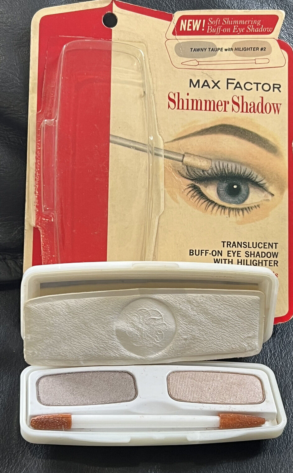 VINTAGE MAX FACTOR SHIMMER EYE SHADOW  COMPACT TAWNY TAUPE HIGHLIGHTER NEW