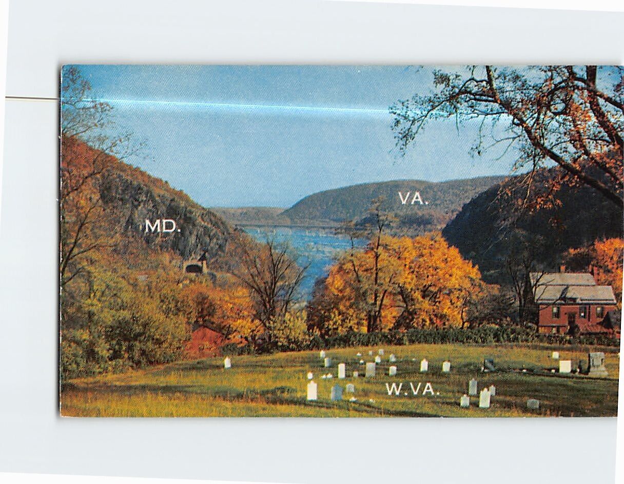 Postcard View Of Harpers Ferry from Cemetery Hill Harpers Ferry WV USA