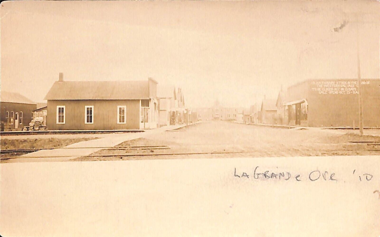 1910 RPPC Downtown Main Street Stores La Grande Union County OR Real Photo P540