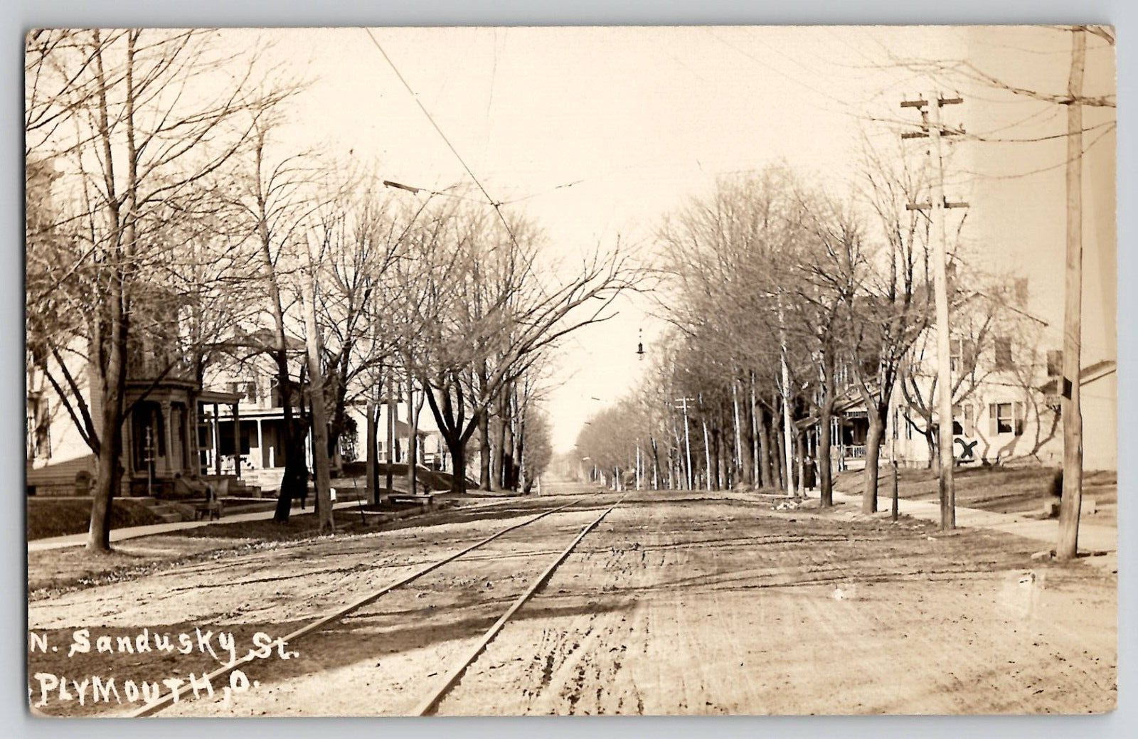 1912 Plymouth North Sandusky Street St. Ohio OH RPPC Real Photo Antique Postcard