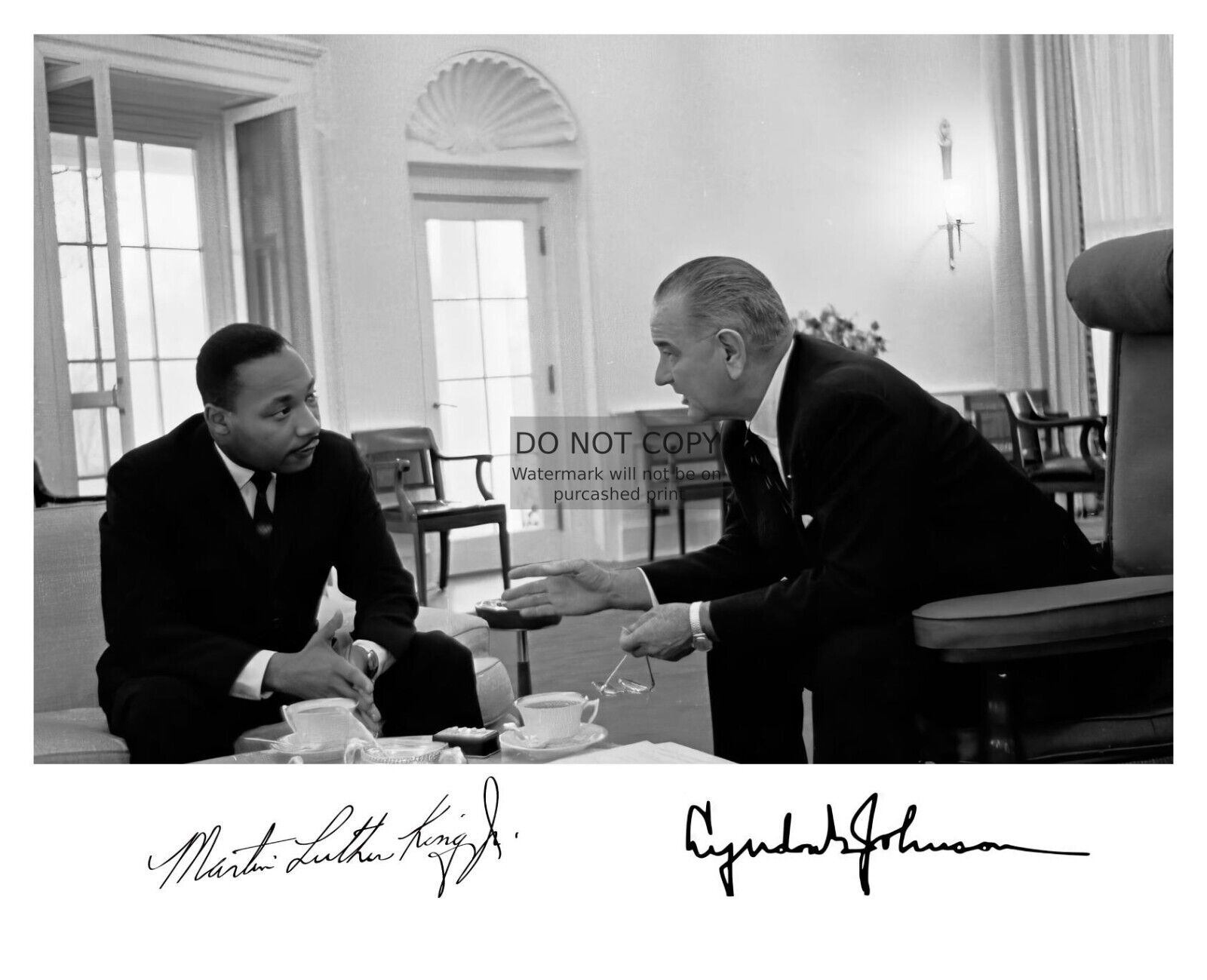 PRESIDENT LYNDON B. JOHNSON & MARTIN LUTHER KING JR. MLK AUTOGRAPHED 8X10 PHOTO