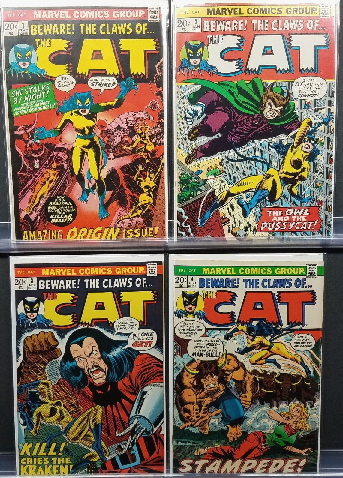 BEWARE THE CLAWS OF.. THE CAT #1 2 3 4 1-4 MARVEL 1972 TIGRA GREER GRANT HIGHER
