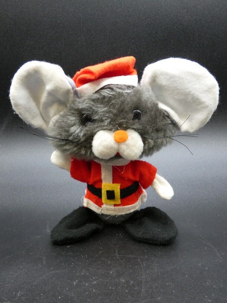 Vintage Christmas Plush Bendable Santa Mouse 6 1/2\