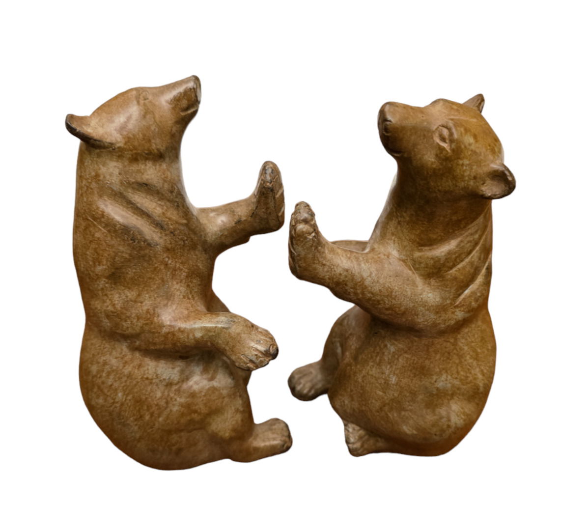 Vintage Pair of Rustic Bear Metal Bookends Soapstone Colored Cold Finish 5 Lbs
