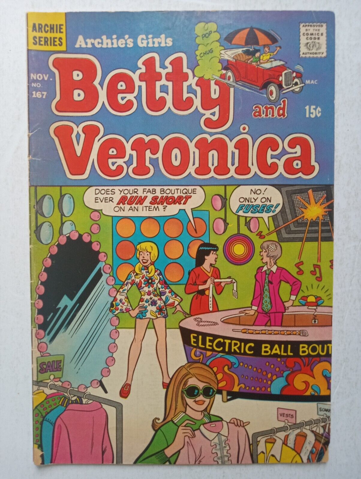 Archie\'s Girls Betty And Veronica #167 Silver Age 1969 Comic Psychedelic Cover