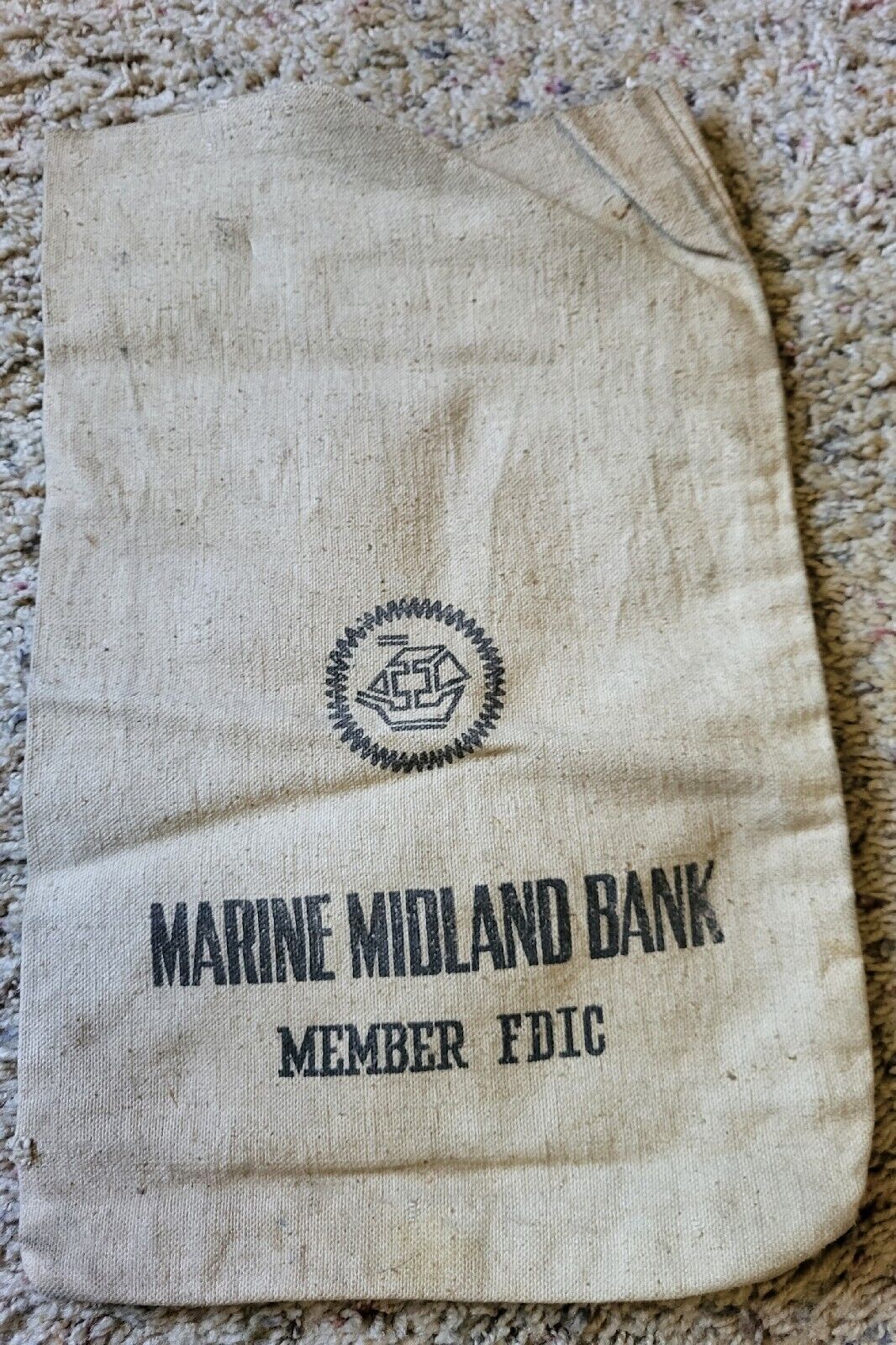 Marine Midland Bank Member FDIC Lockport - Buffalo, NY area CANVAS BANK BAG