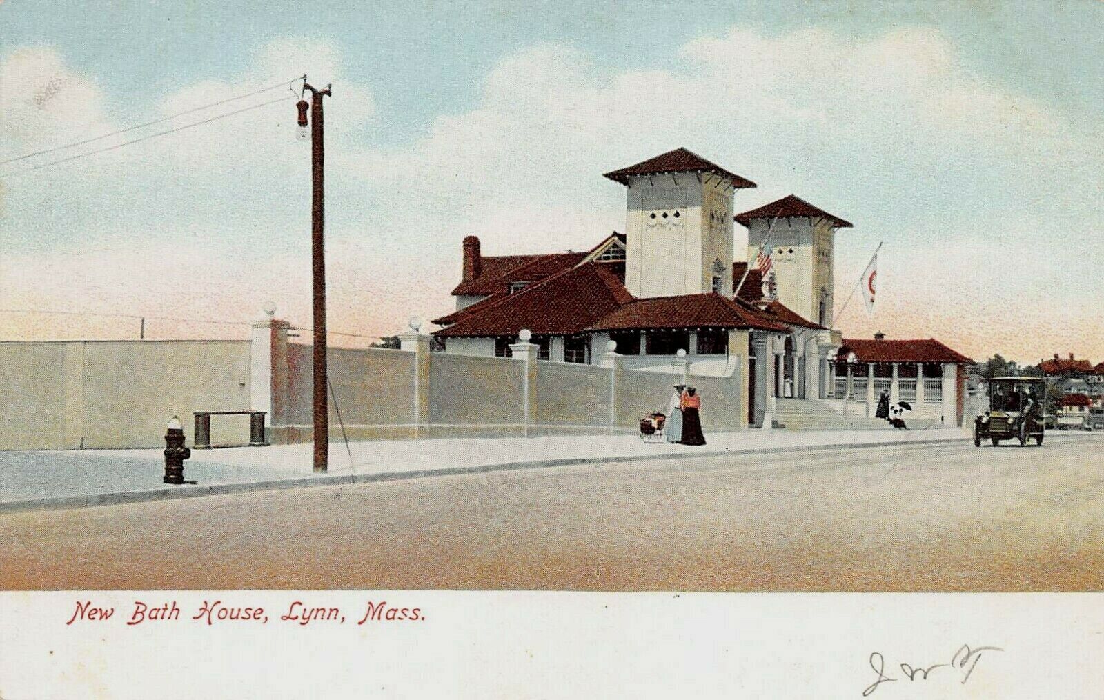 New Bath House, Lynn, Massachusetts, Early Postcard, Unused
