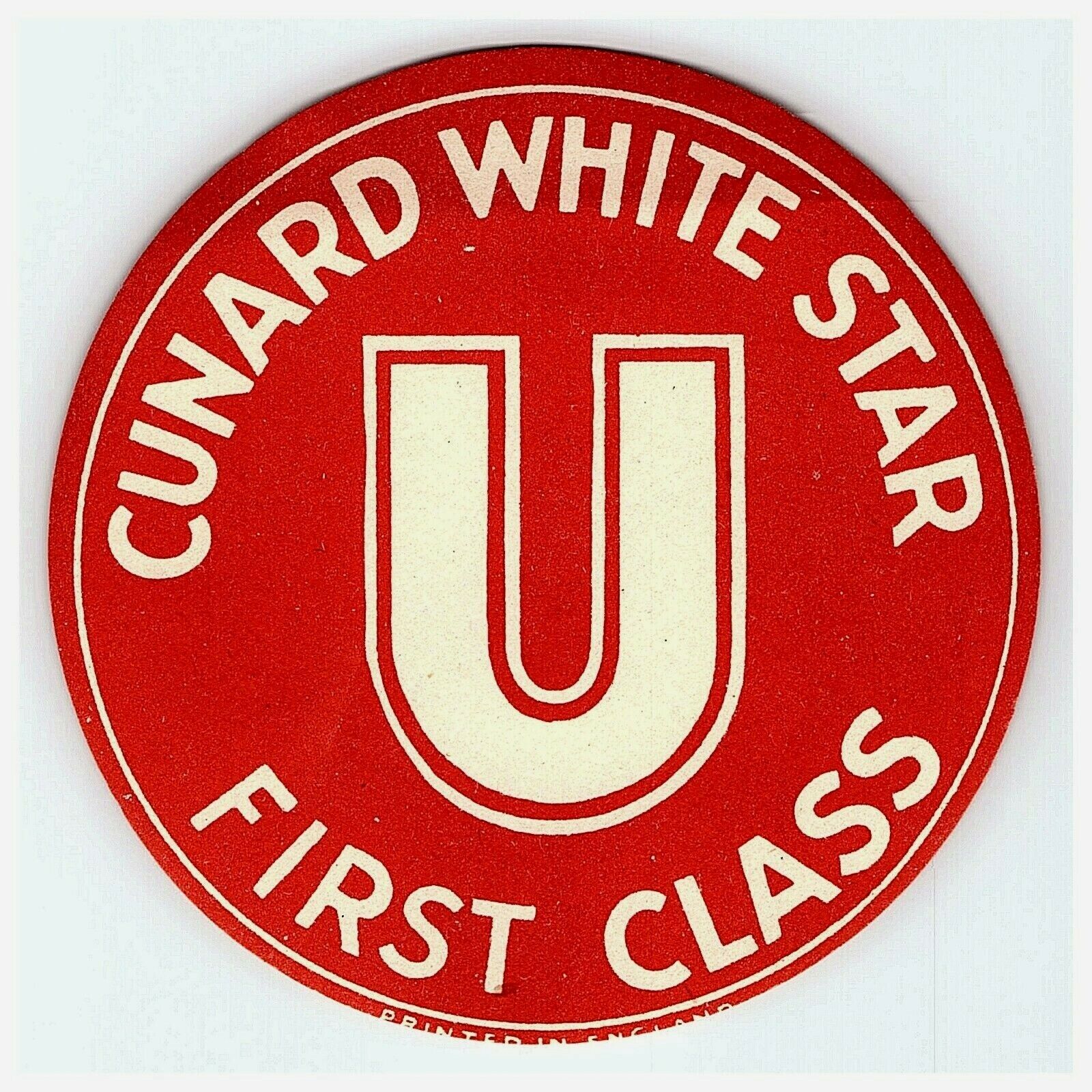 1940s Cunard White Star First Class Luggage Label Vintage Sticker Stamp Poster