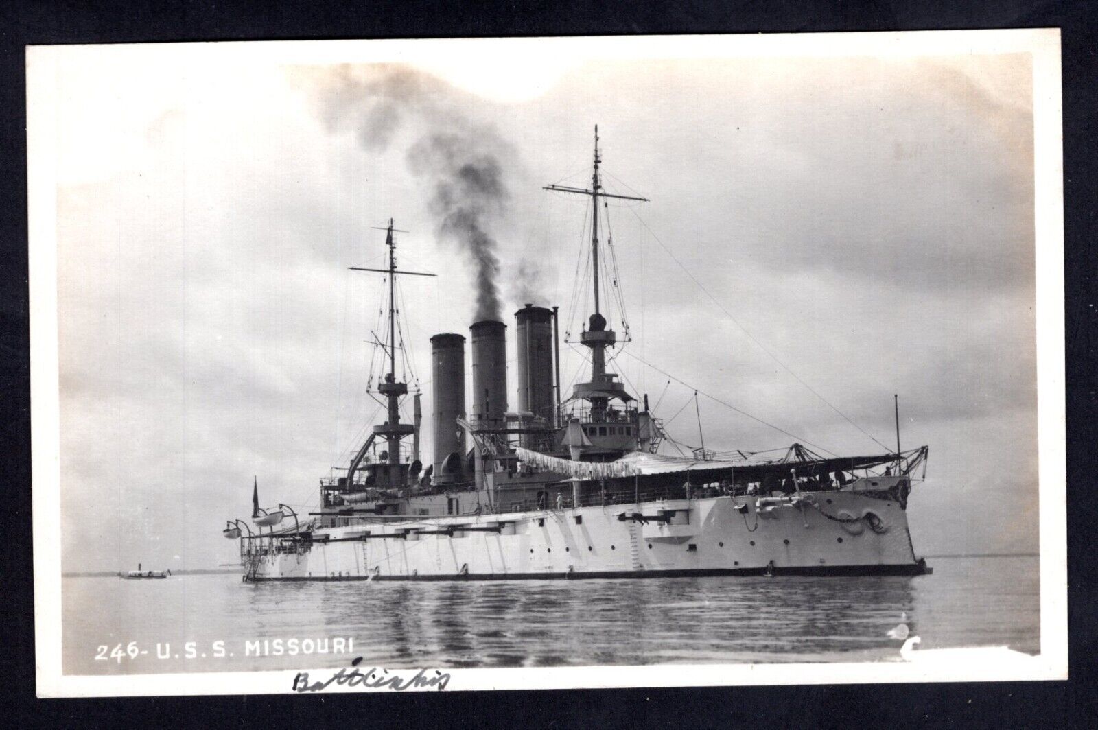 USS Missouri Battleship RPPC Real Photo Vintage Postcard Unused