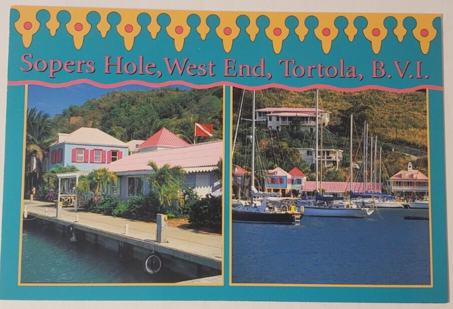 Sopers Hole, West End, Tortola British Virgin Islands Vintage Postcard Caribbean