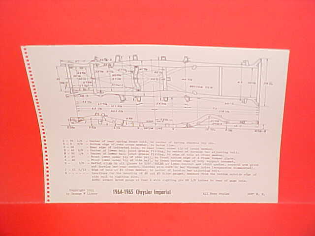 1964 1965 CHRYSLER IMPERIAL CONVERTIBLE CROWN LEBARON FRAME DIMENSION CHART