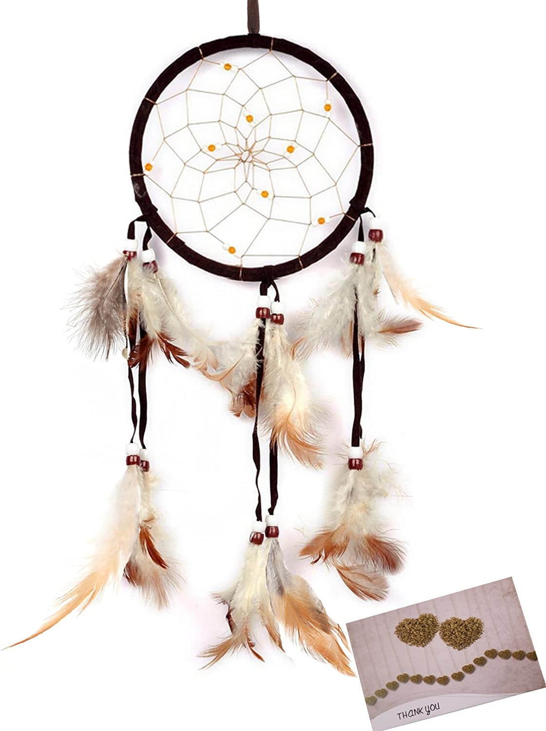 Dream Catchers Brown Handmade Feather Native American Dreamcatcher Circular
