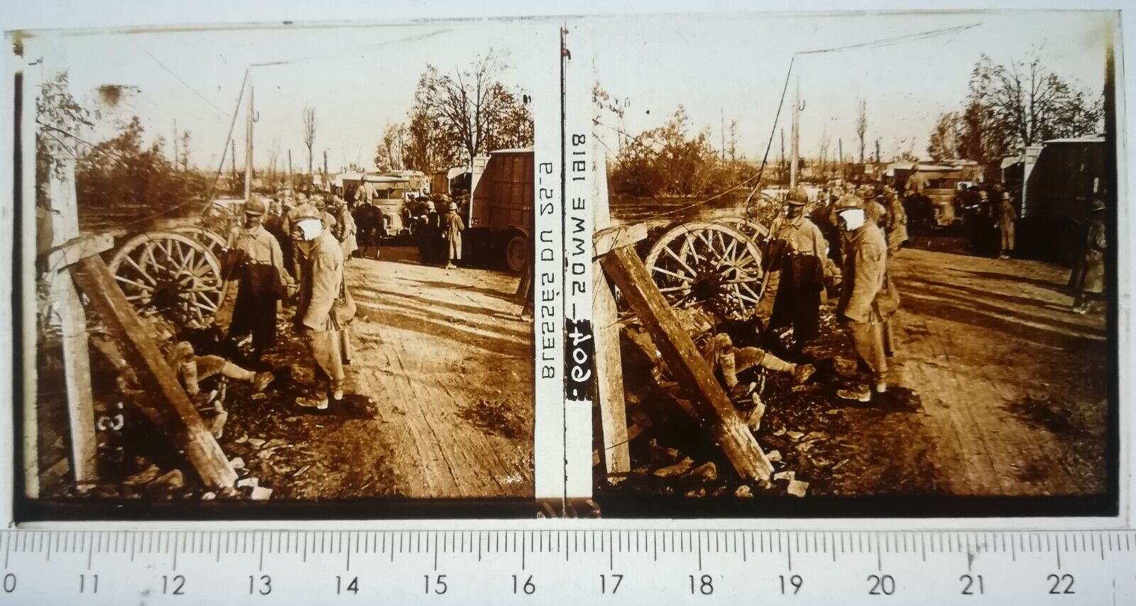 LL120 positive stereo glass plate TBE ww1 12x6cm injured sum 25/9/1918