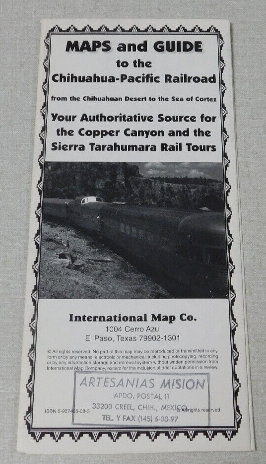1970\'s Chihuahua Pacific Railroad map and guide pamphlet