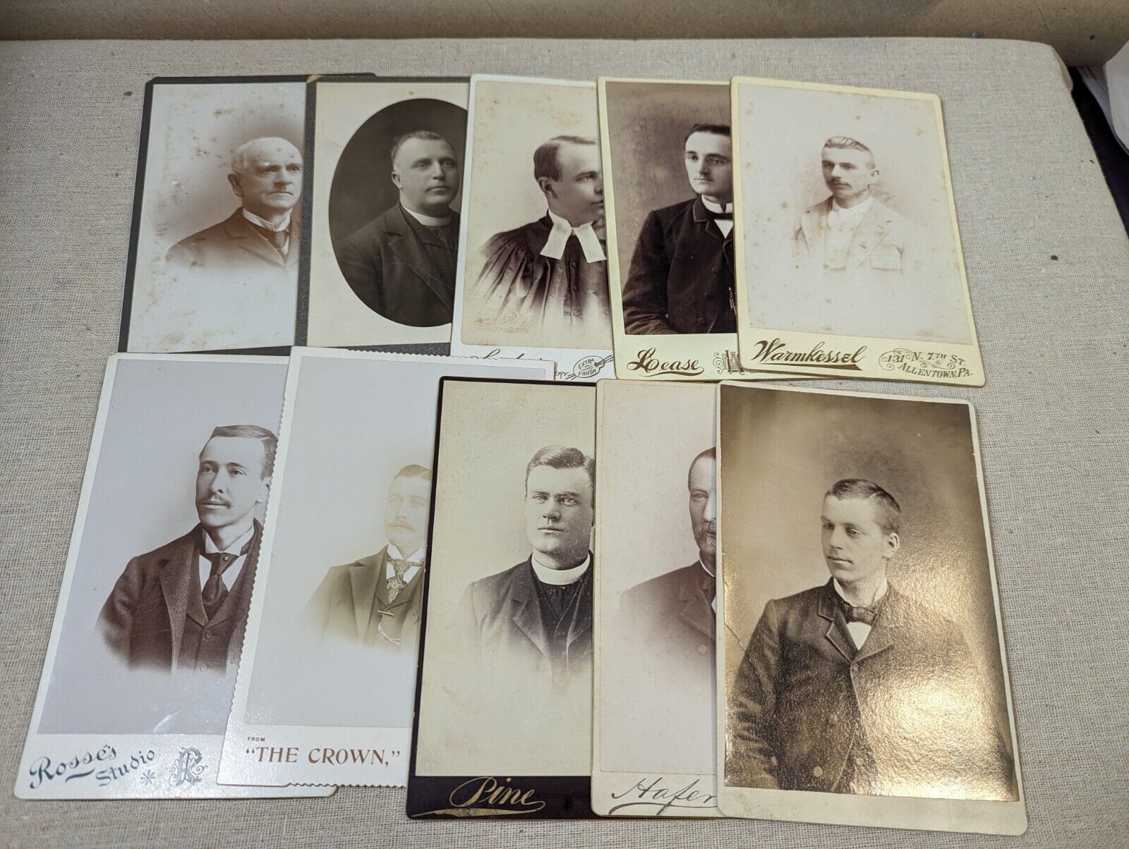 10 Vintage 1890s Cabinet Card Photo Lot 1890s  Handsome distinguish  men Clergy