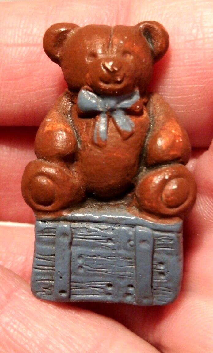 Vintage Teddy Bear Tiny Miniature Dollhouse use wear needs cleaning chip