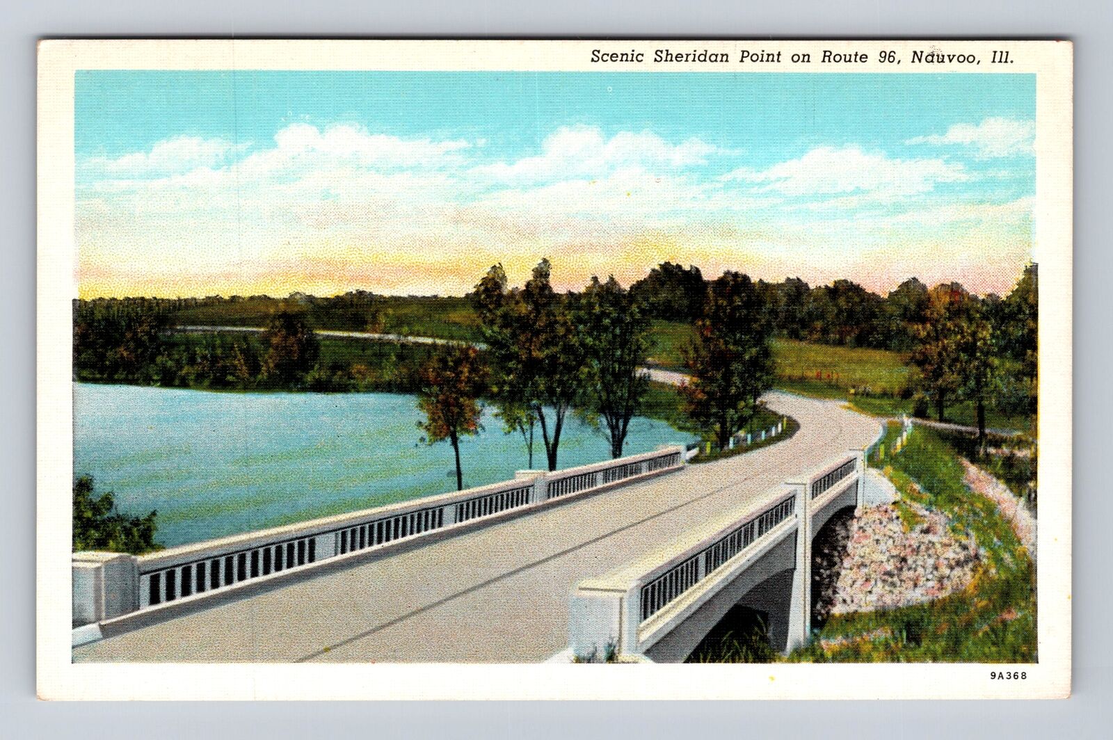 Nauvoo IL-Illinois, Scenic Sheridan Point, Antique Vintage Souvenir Postcard