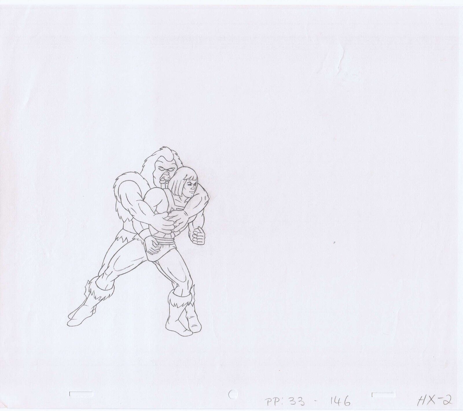 He-Man Grizzlor 1985 Original Art w/COA Animation Production Pencils HX-2
