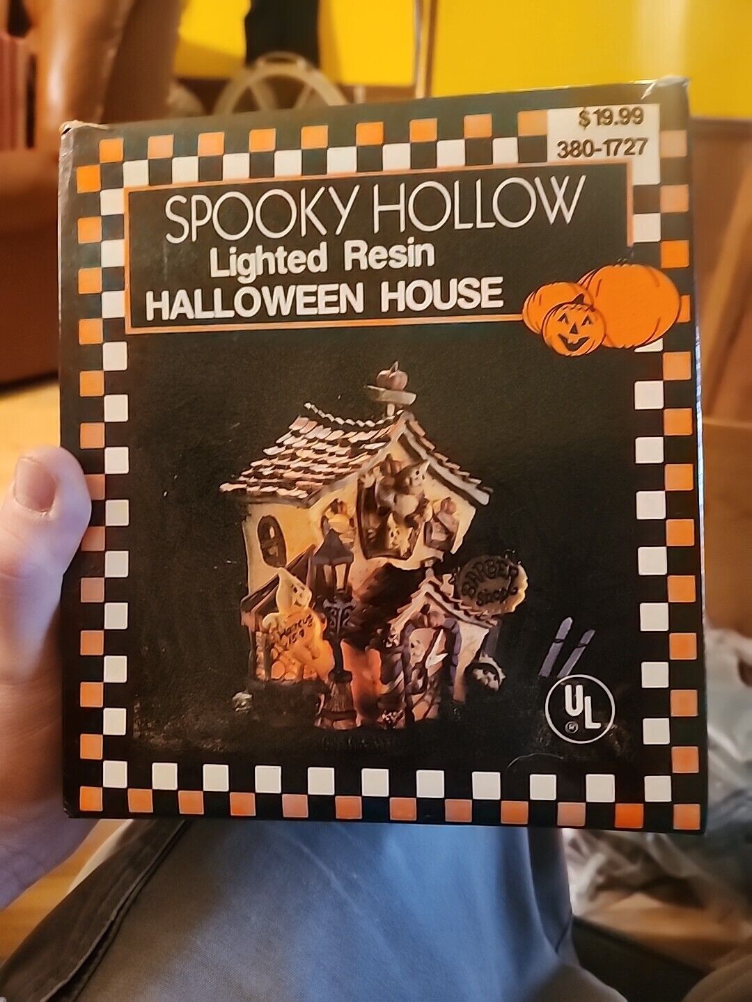 Vintage 1997 Spooky Hollow House Lighted Barber Shop Resin House