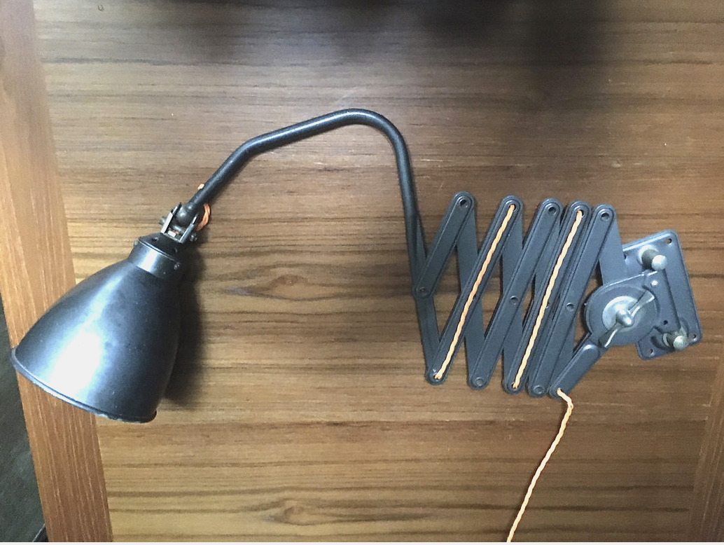 Vintage 1930's AGI Belgian Extending Wall Mounted Scissor Lamp