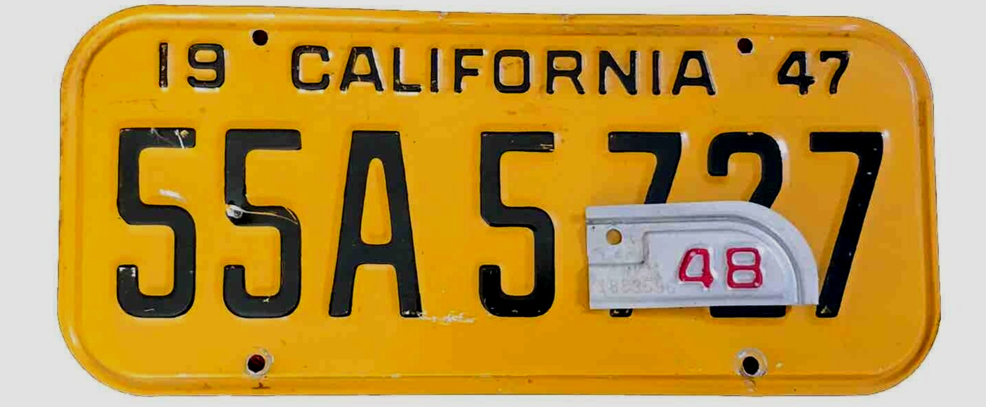 1947 CAL  1948 tab  CALIFORNIA License Plate Original Vintage