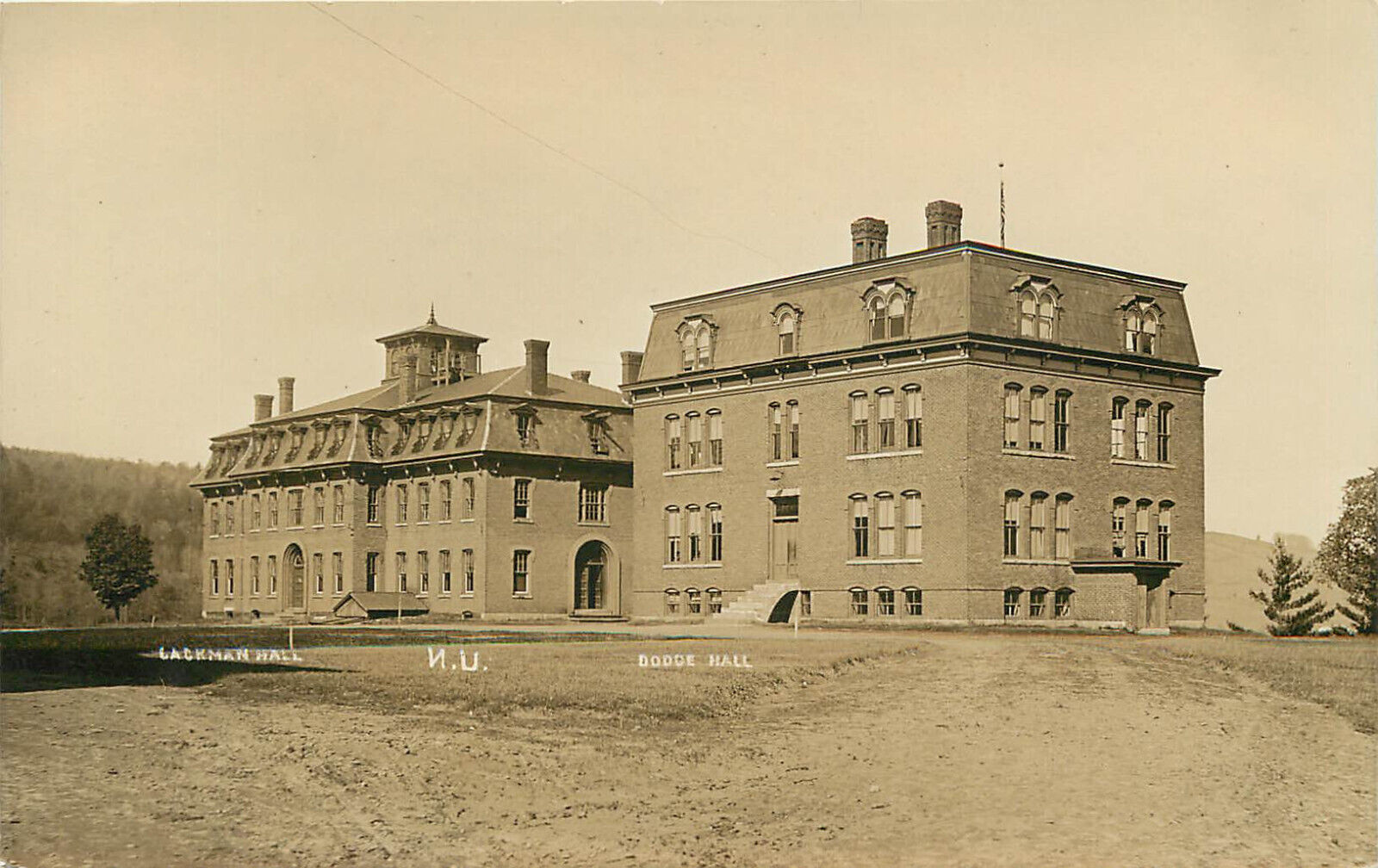 RPPC Postcard Lackman Hall Dodge Hall N.U. Northeastern University Boston MA