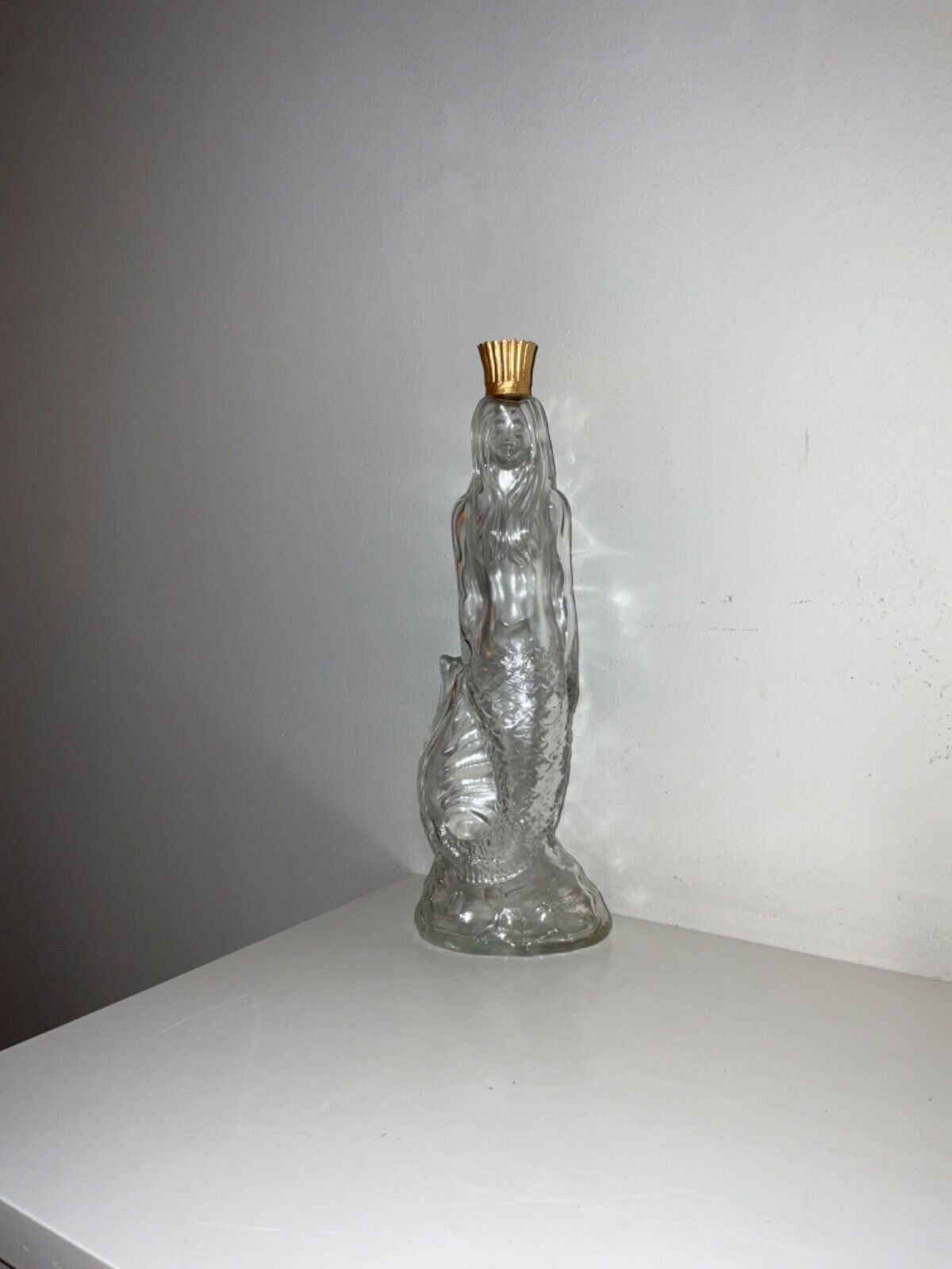 Vintage 1970s Avon Mermaid Glass Bottle