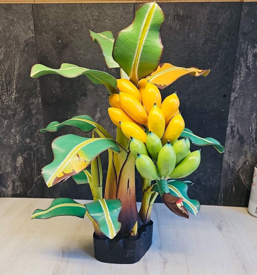  Hand Carved Wooden Banana Tree Vintage