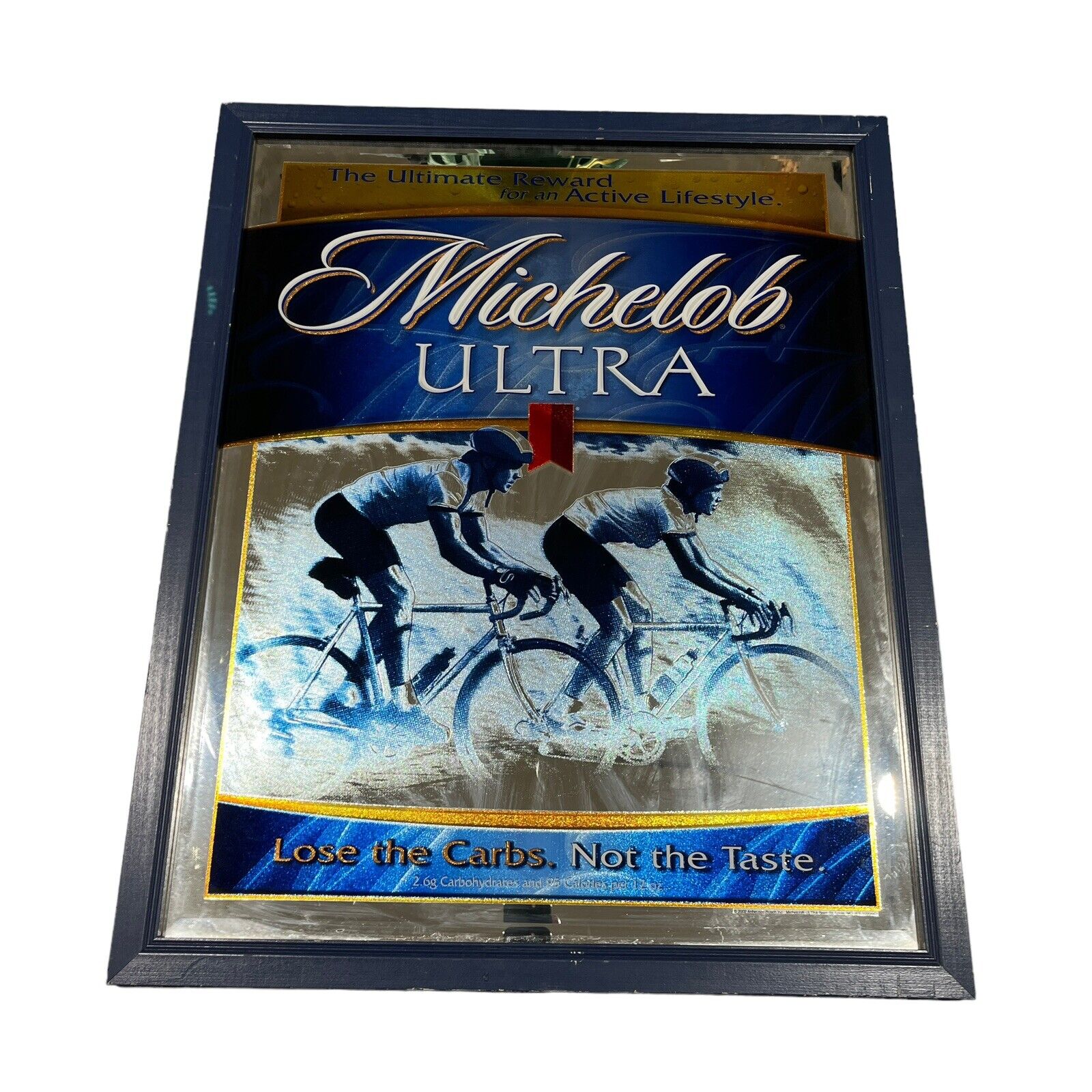 RARE Michelob Ultra Beer Mirror Sign Cycling Biking Bar Pub Mancave Large (2002)