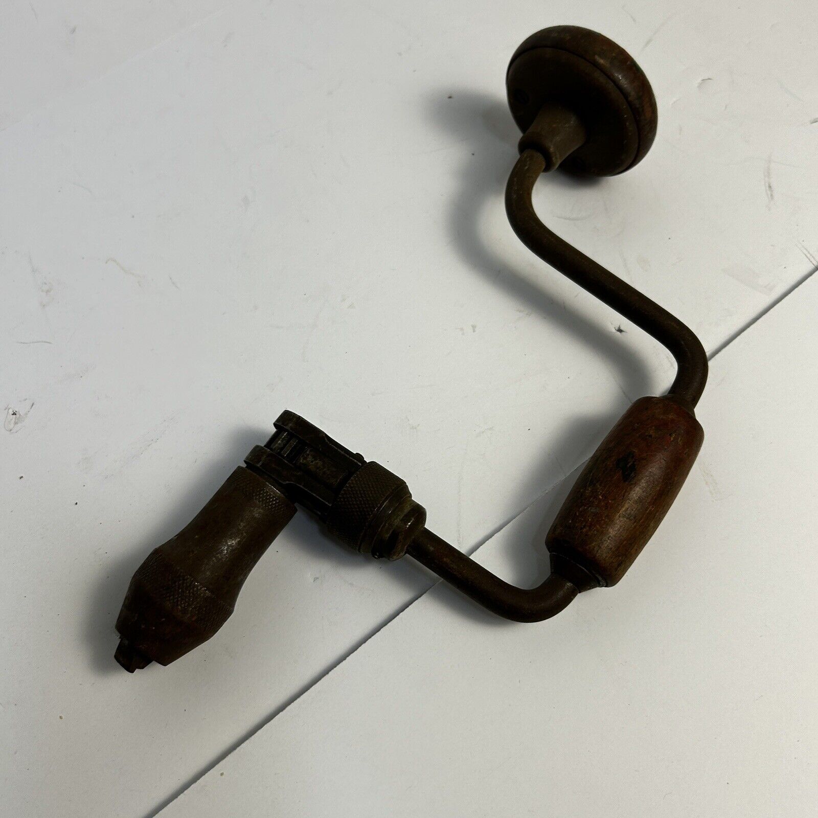 Antique Vintage Hand Crank Drill Auger Ratcheting Woodworking Tool Primitive