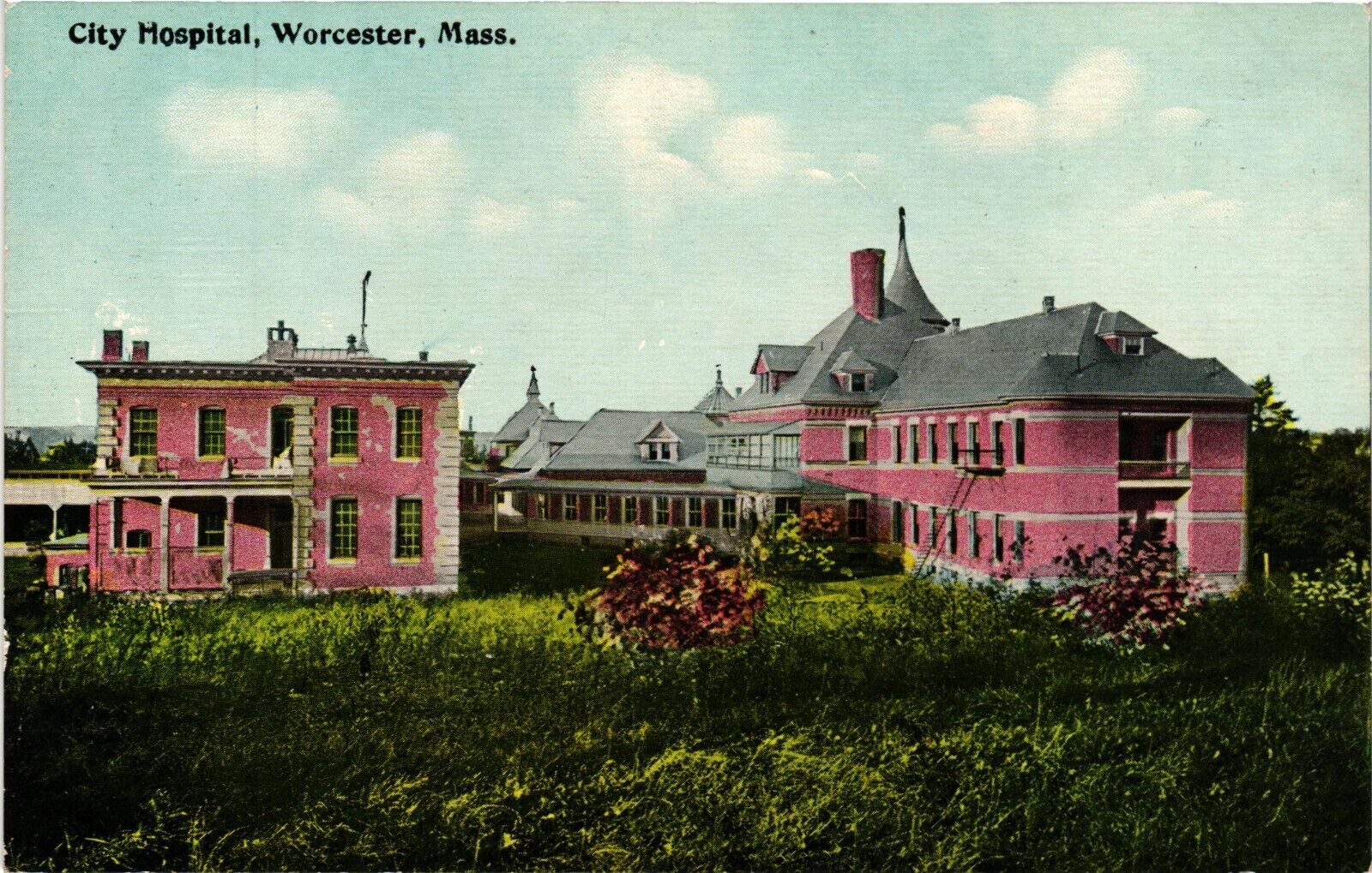 City Hospital Worcester Massachusetts Exterior View Postcard C1910 unposted