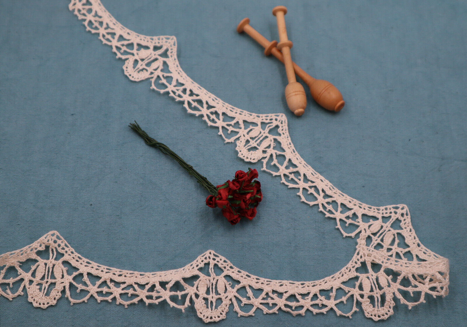 Antique French Bobbin Lace Ribbon Linen Handmade Dentelle du Puy Trim Vintage
