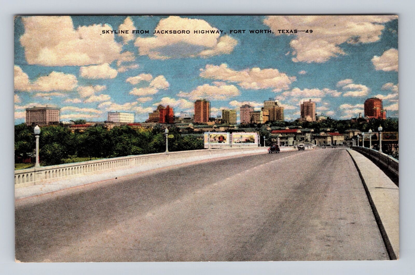 Fort Worth TX- Texas, Skyline From Jacksboro Highway, Antique, Vintage Postcard