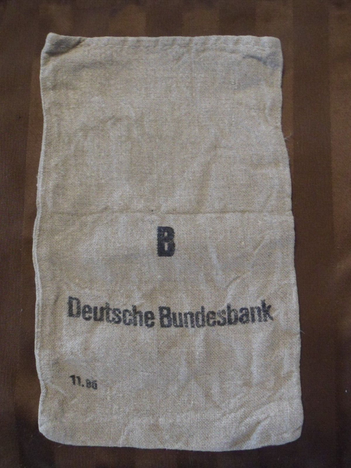 German Bank Money Bag Deutsche Bundesbank-Cloth/Linen Old Style