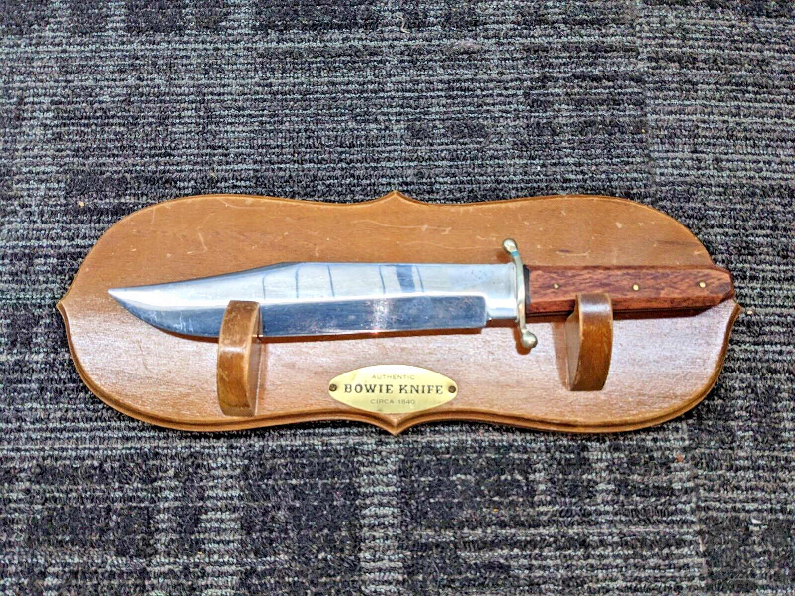 Bowie Knife Circa 1840 Wood Plaque 1970’s Reproduction Wall Display