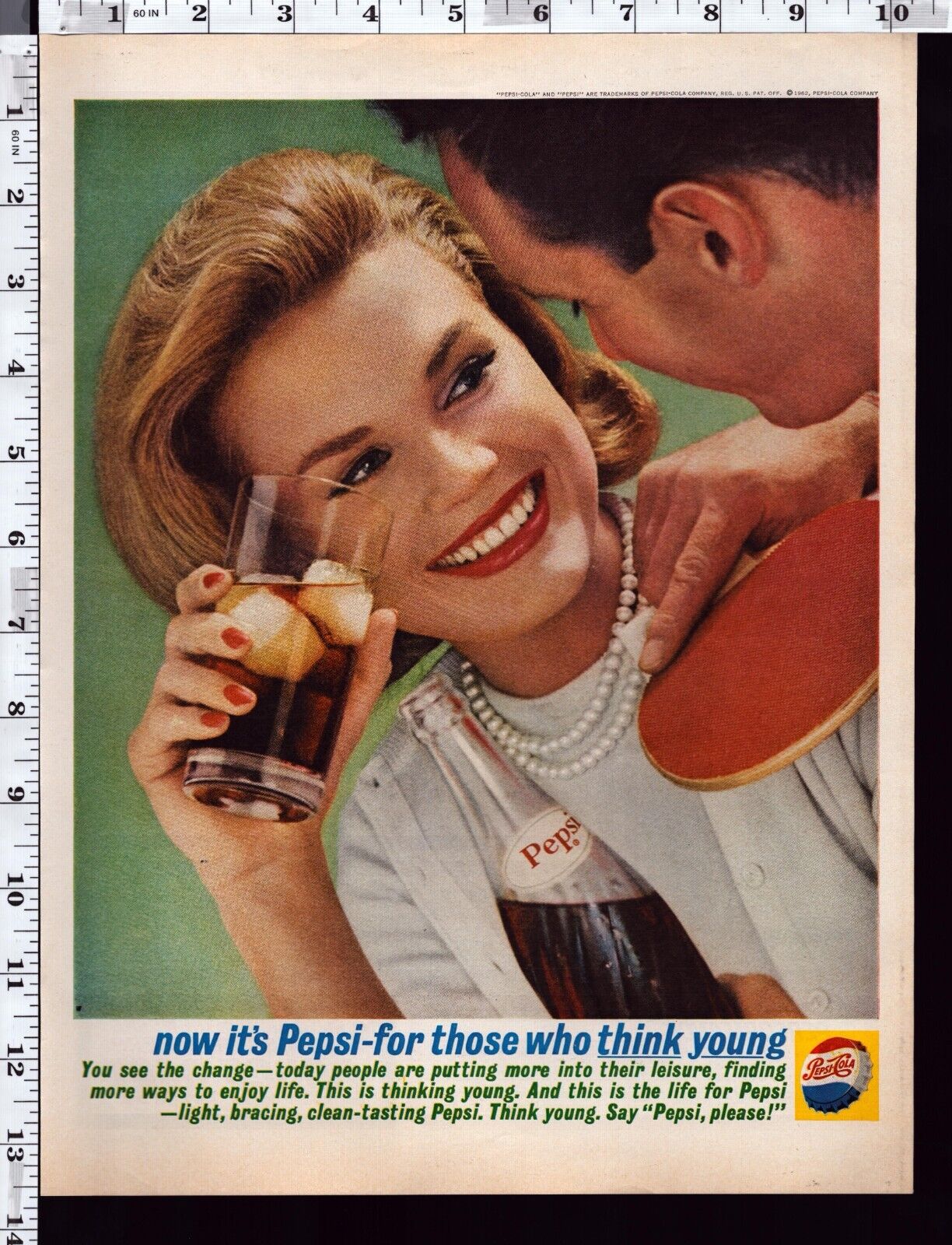 1962 Vintage Print Ad Pepsi Cola Bottle Girl Boy