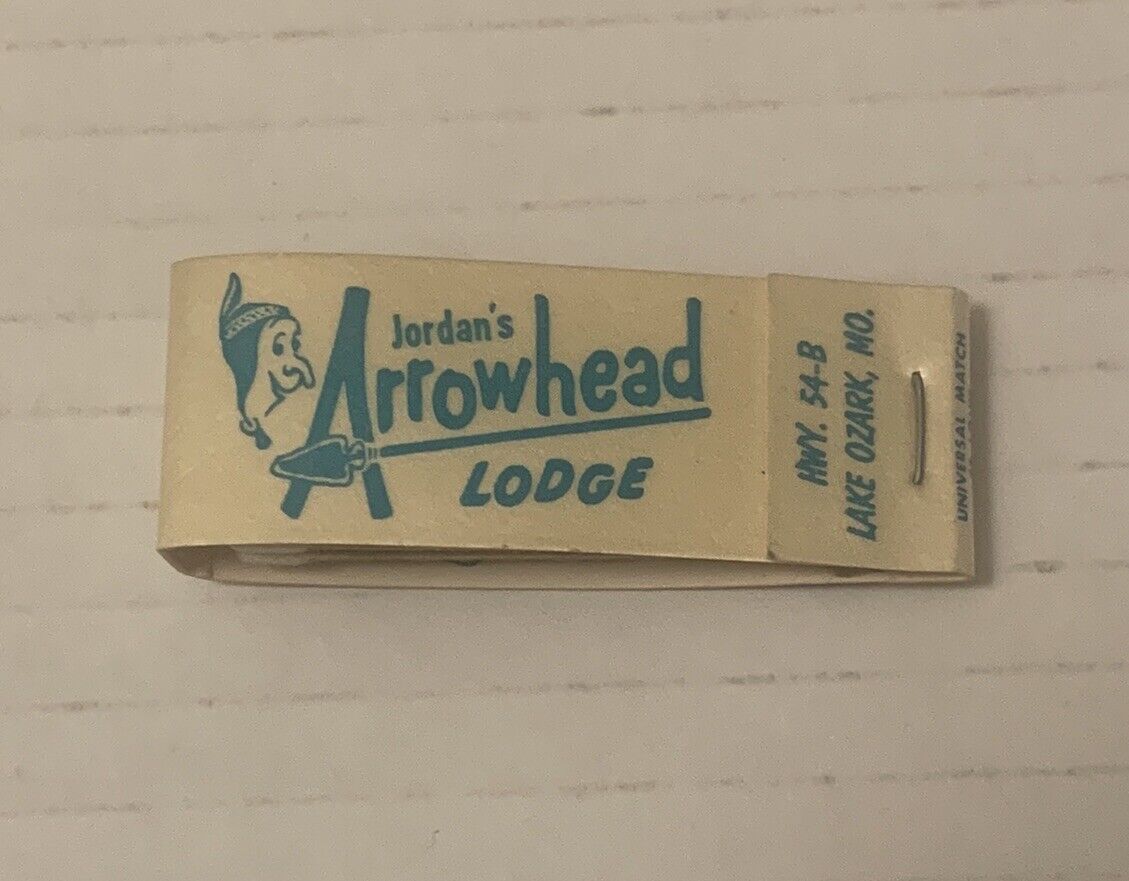Vintage Jordan’s Arrowhead Lodge Mini Matchbook Full Unstruck Ad Souvenir