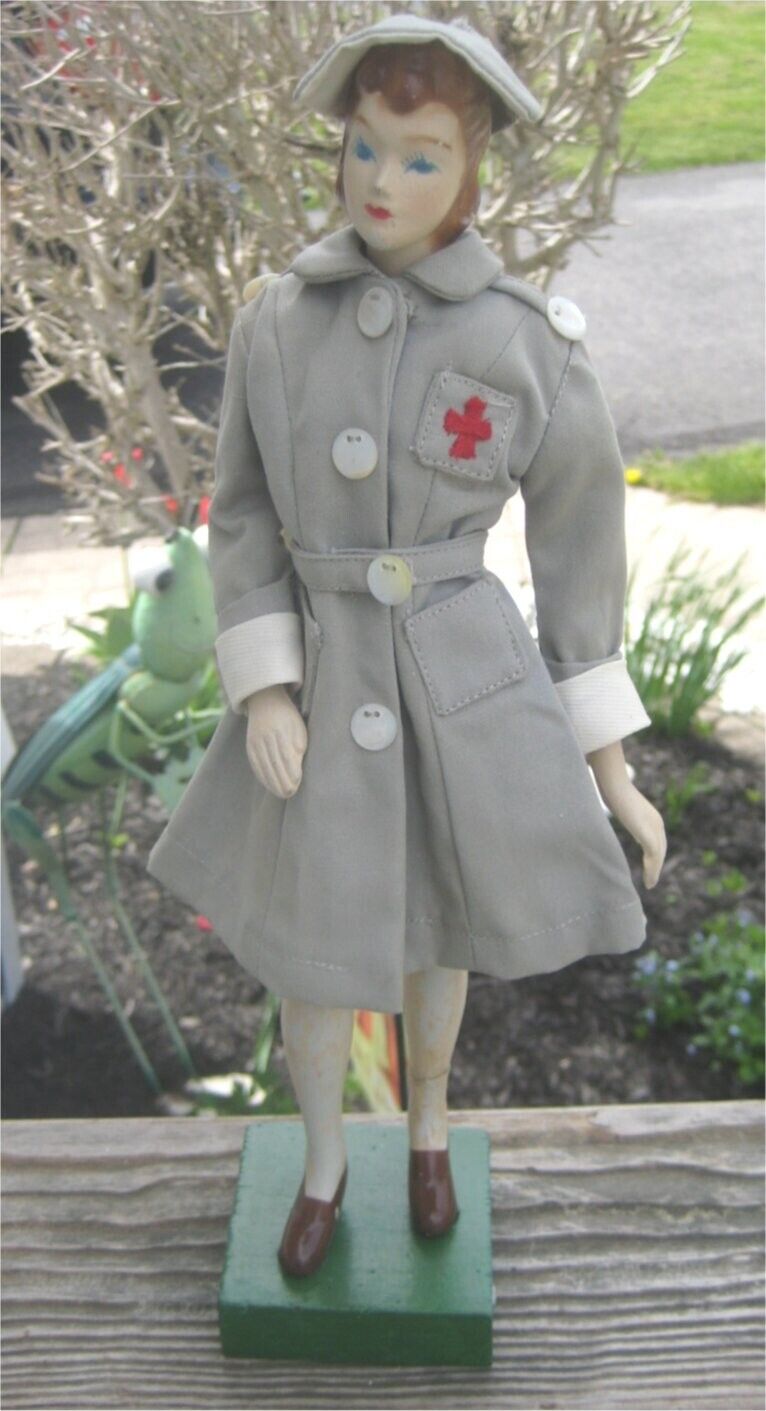 VINTAGE Red Cross LATEXTURE DOLL/ MANNEQUIN 1940s with clothes