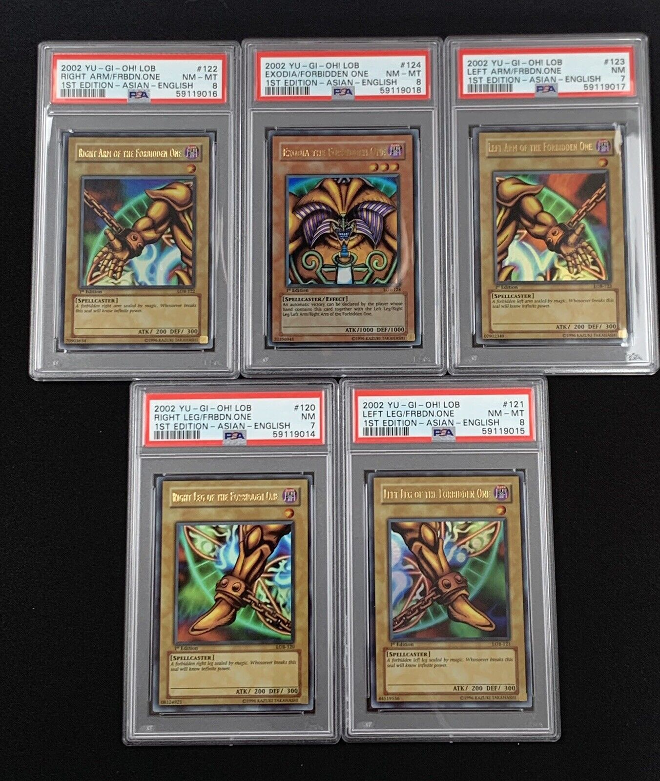Yu-Gi-Oh Complete Exodia The Forbidden One Card Set LOB AE 1st Edition PSA