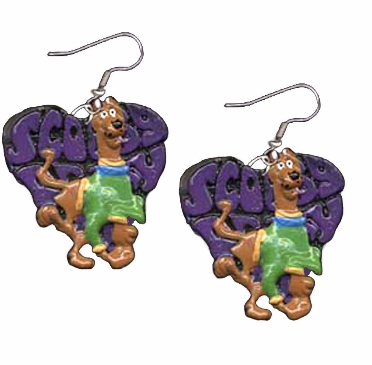 Funky Retro SCOOBY DOO HEART LOGO EARRINGS Dog Cartoon Novelty Costume Jewelry