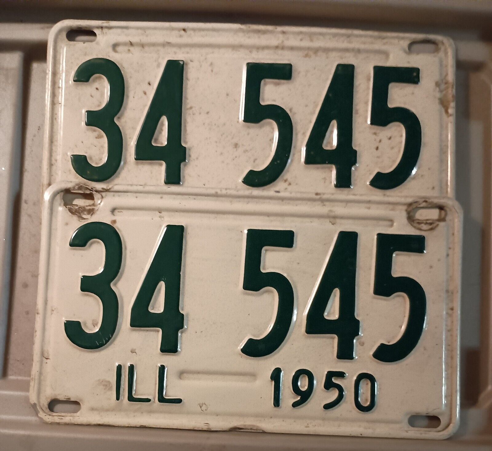 1950 Illinois License Plates Rare Pair