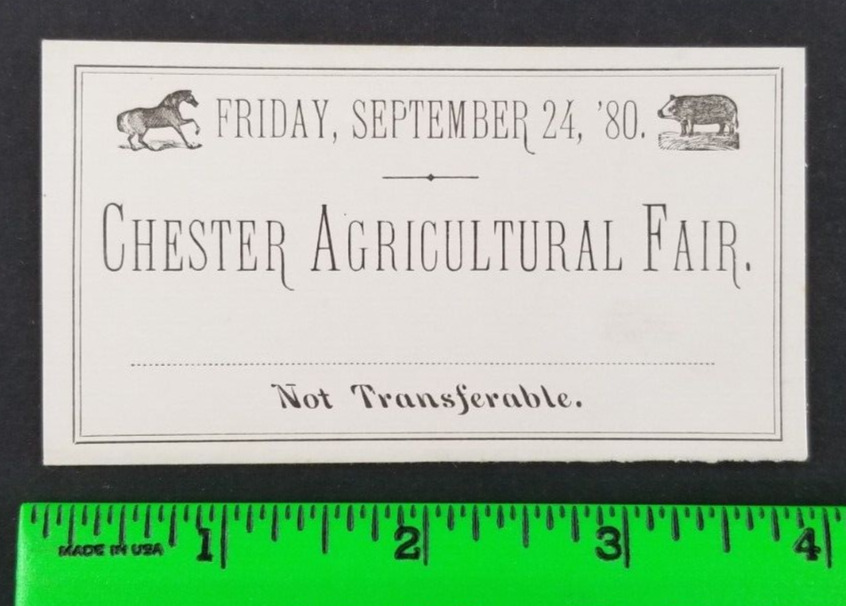 Vintage 1880 Agricultural Fair Chester Pennsylvania Ticket Card