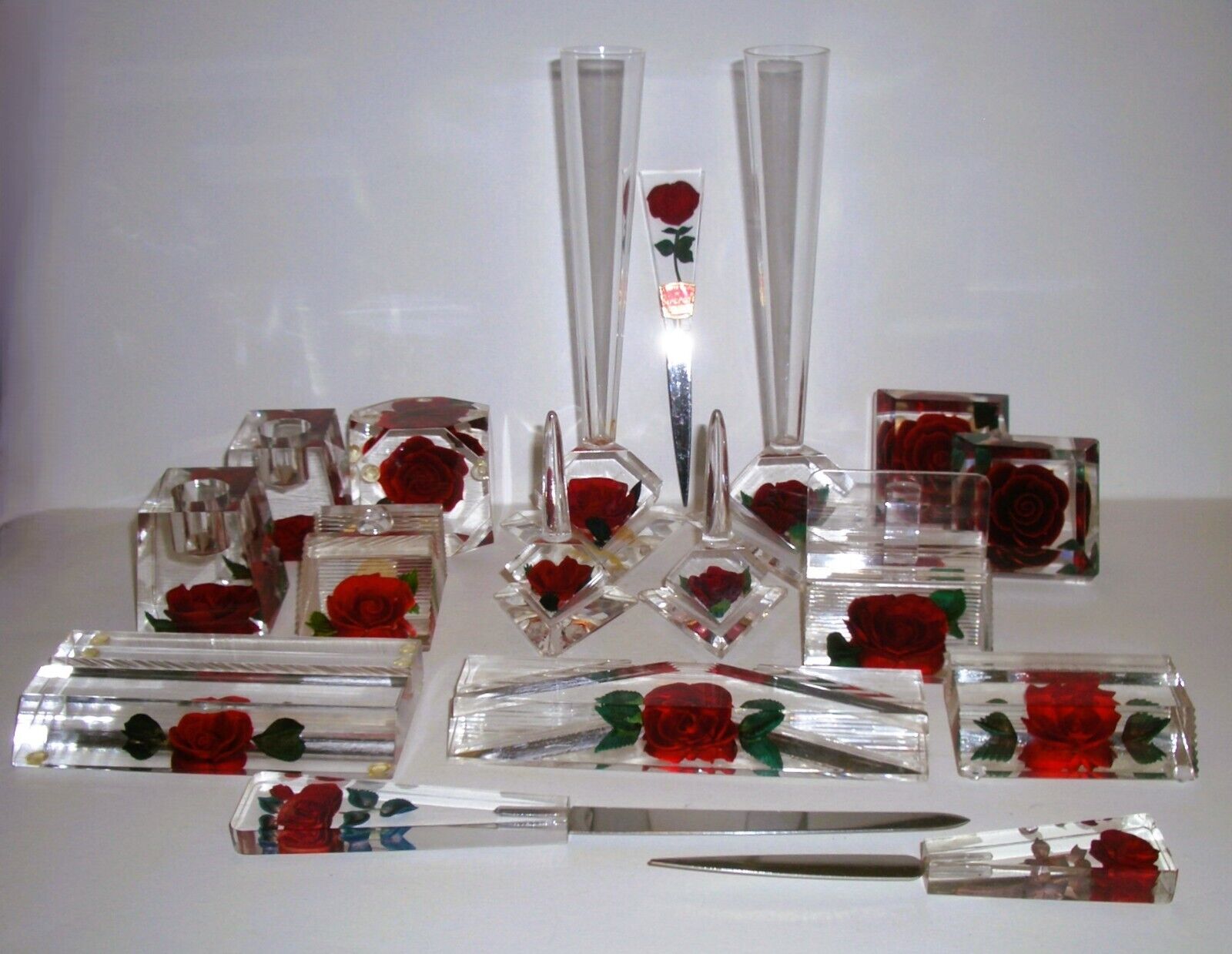 Vtg  60s70s LOT Bircraft 17 Pieces All Red Roses Green Leaves For Self Or Resale