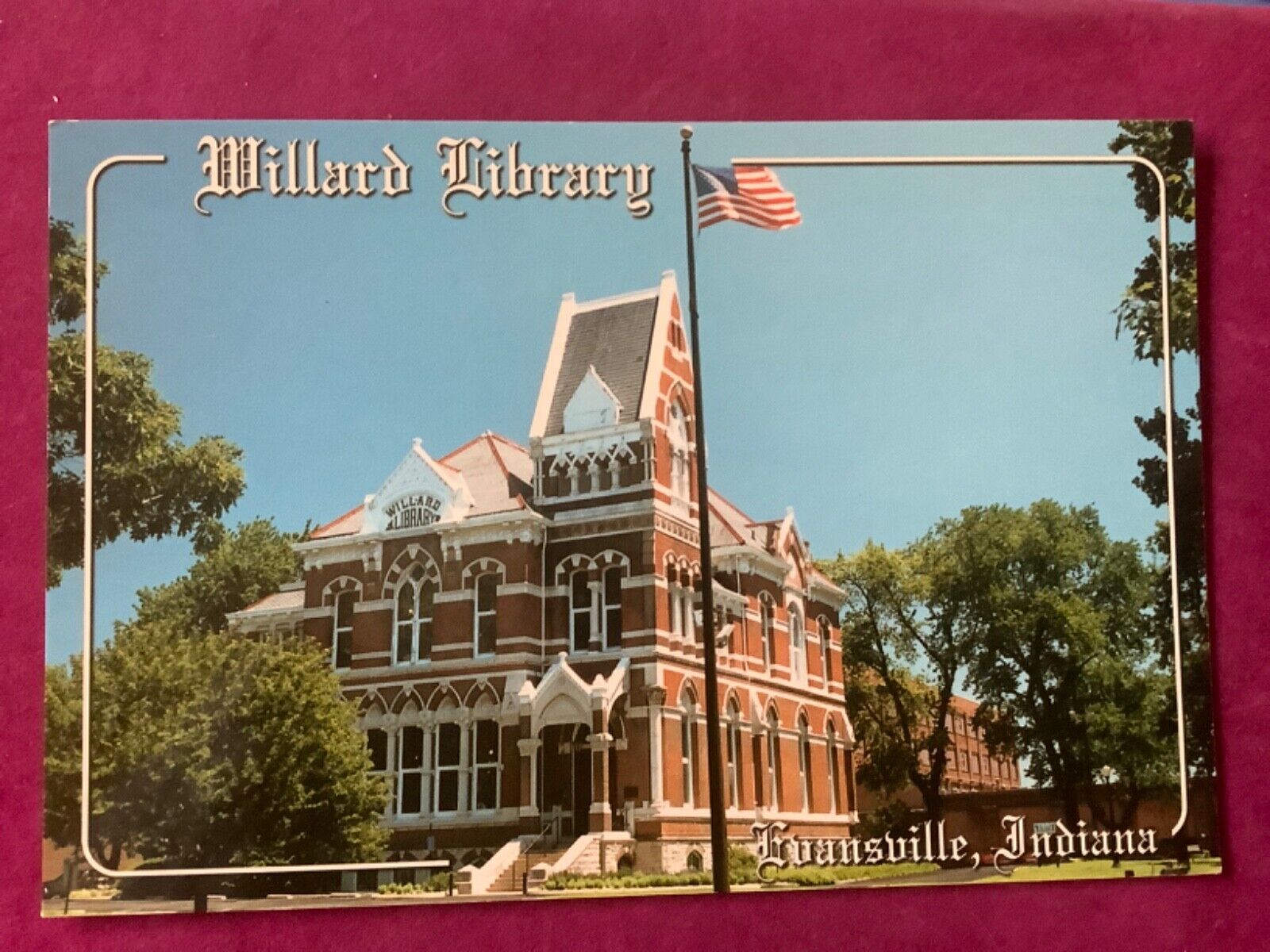 Evansville IN-Indiana, Willard Library, Postcard