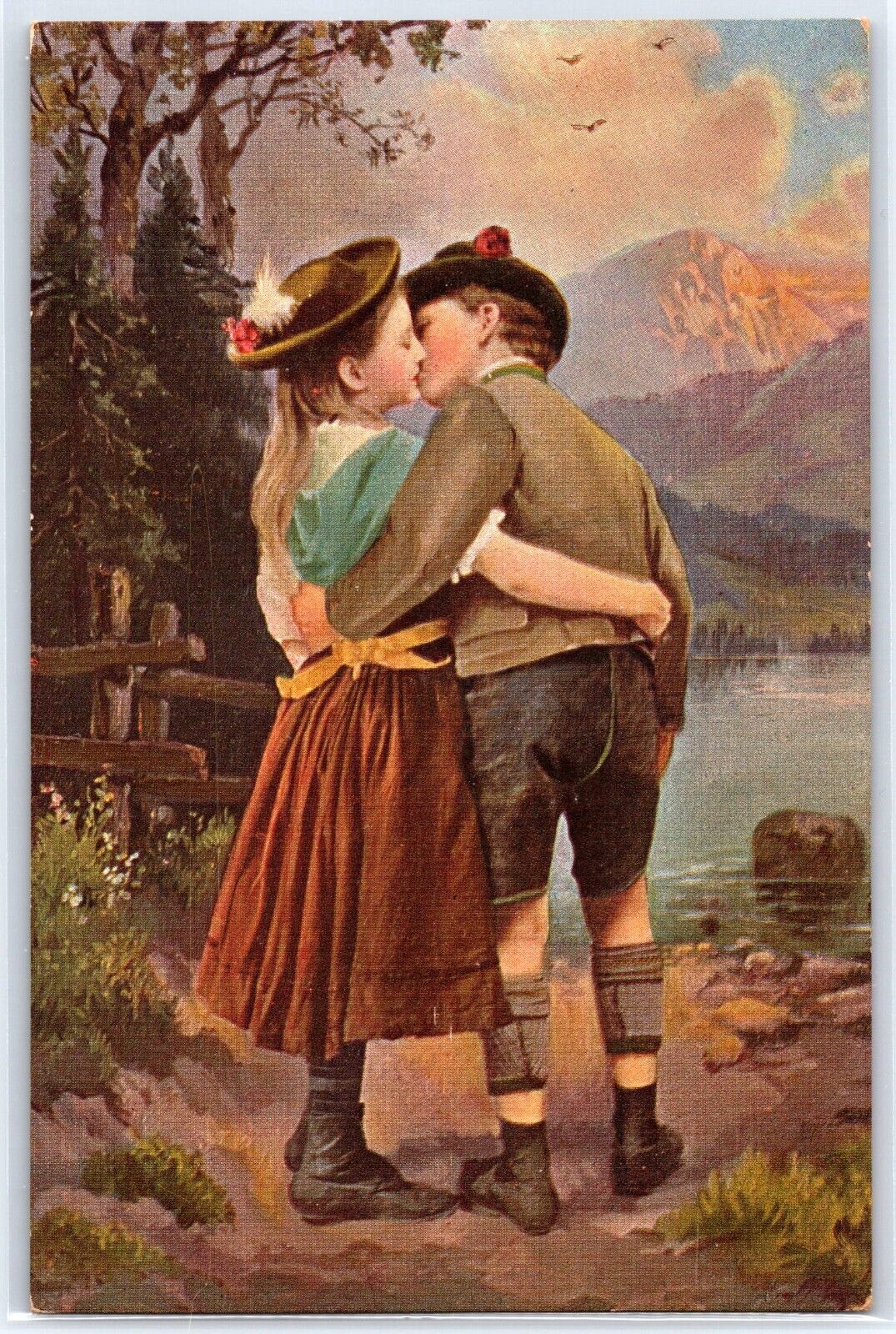 Antique 100 years Old Postcard - A Young Couple